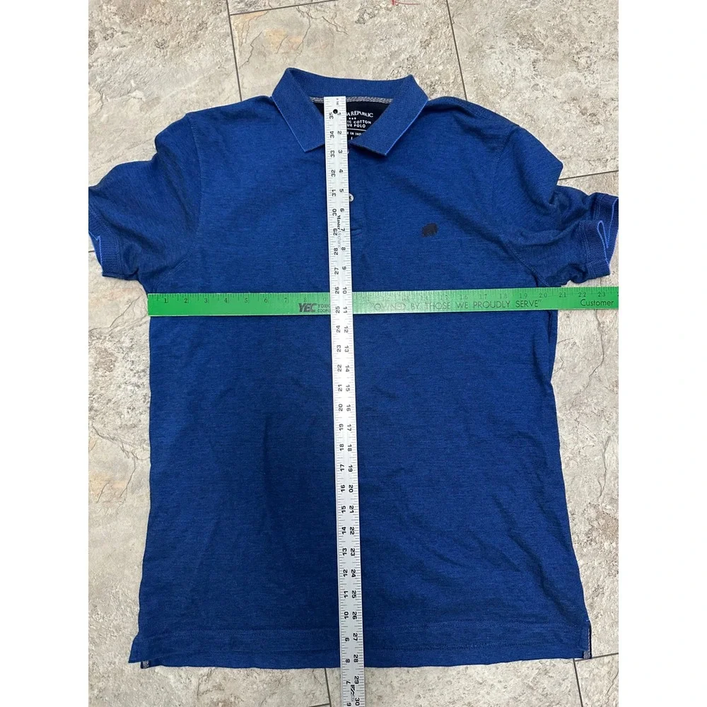 Banana Republic Organic Cotton Pique Polo Vibrant Royal Large Flaw See Pics ASIS